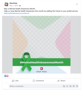 Facebook frame promoting Mental Health Awareness Month Facebook frame promoting Mental Health Awareness Month