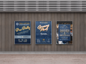 Event posters with Indulge Media.